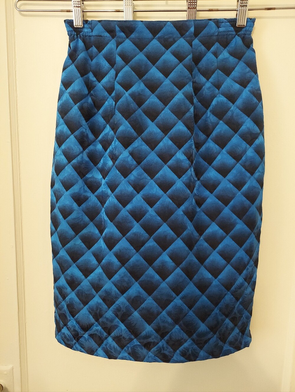 VTG 80s Anne Crimmins for Umi Pencil Skirt Womens 6 Silk Geometric Midi Office